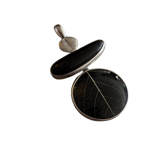 Silpada Black and Silver Leaf Pendant